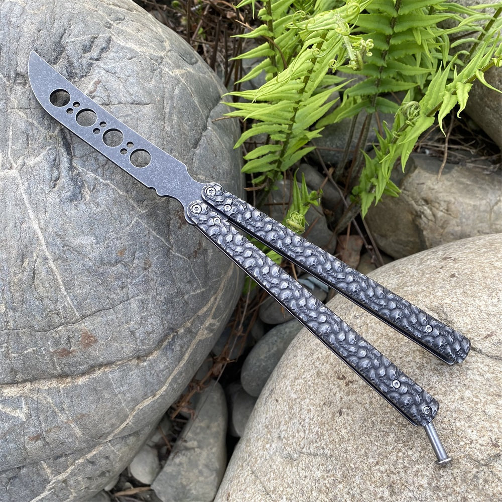 3D Skeleton Skull Relief Balisong Butterfly Knife Trainer - Tophatter Daily Deals