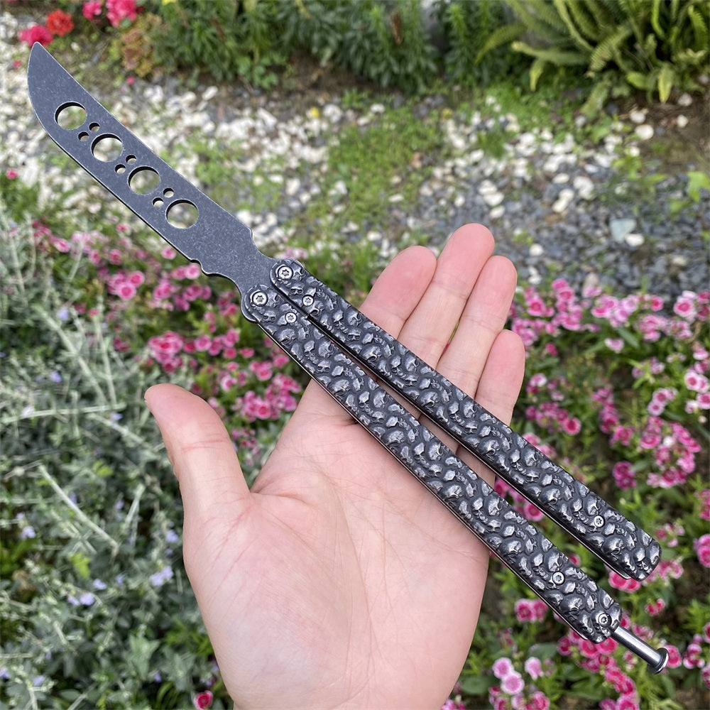3D Skeleton Skull Relief Balisong Butterfly Knife Trainer - Tophatter Daily Deals