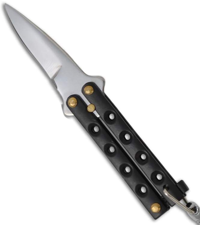 3.5" Key Chain Black Mini Butterfly Knife Set Of 12 Collectible Weapons - Tophatter Daily Deals