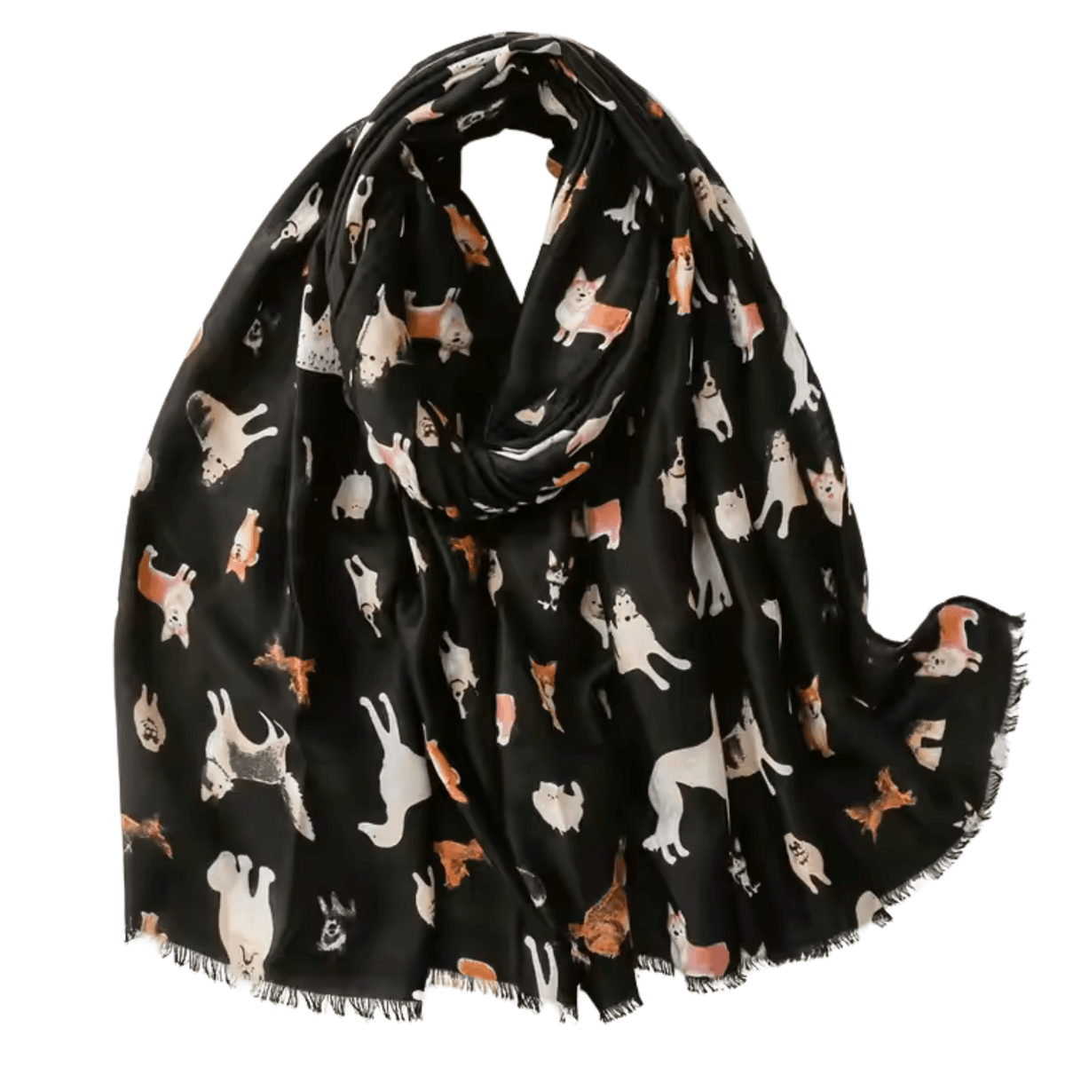 Charming Dog Print Scarf with Frayed Edges Multi Scarves - Tophatter Daily Deals