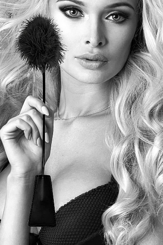 Ouch by Shots Toys - Black & White - Crop with Feather Tickler - Black BDSM - Tophatter Daily Deals