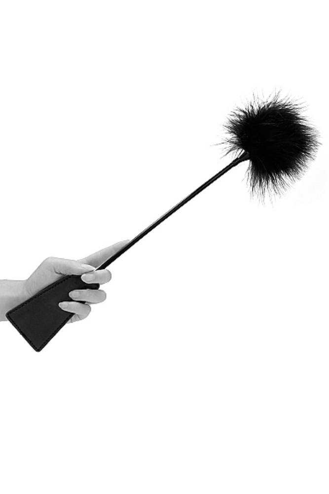 Ouch by Shots Toys - Black & White - Crop with Feather Tickler - Black BDSM - Tophatter Daily Deals