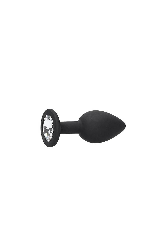 Ouch by Shots Toys - Black & White - Silicone Butt Plug with Removable Jewel - Black Sex Toy - Tophatter Daily Deals