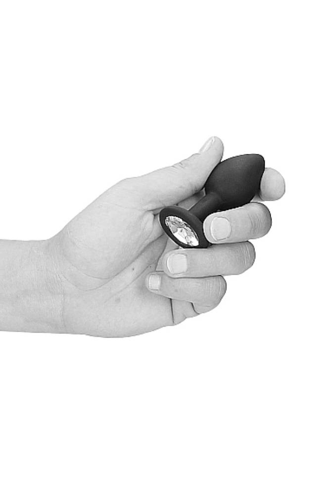 Ouch by Shots Toys - Black & White - Silicone Butt Plug with Removable Jewel - Black Sex Toy - Tophatter Daily Deals