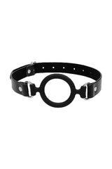 Ouch by Shots Toys - Black & White - Silicone Ring Gag with Adjustable Bonded Leather Straps - Black BDSM - Tophatter Daily Deals