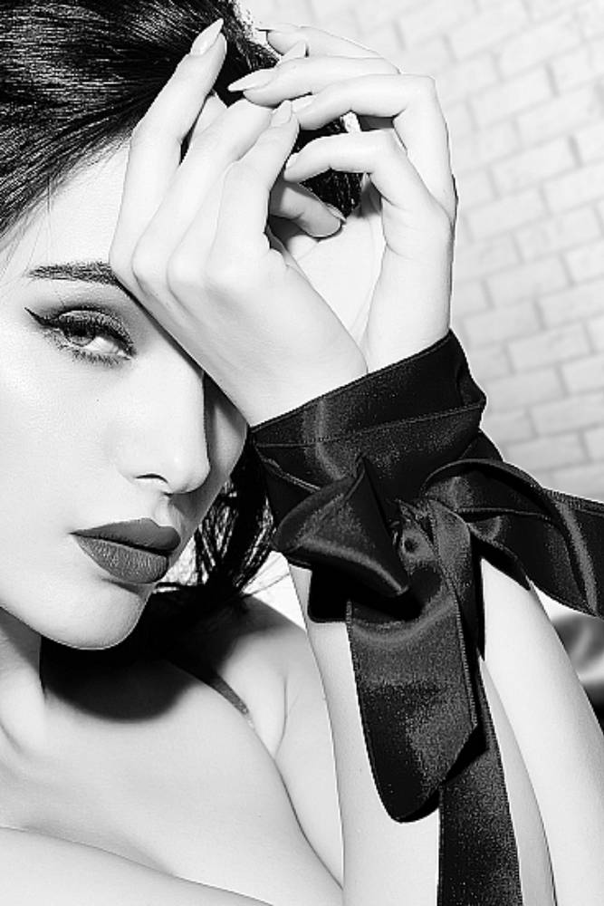 Ouch by Shots Toys - Black & White - Silky Bondage Ribbon - Black BDSM - Tophatter Daily Deals