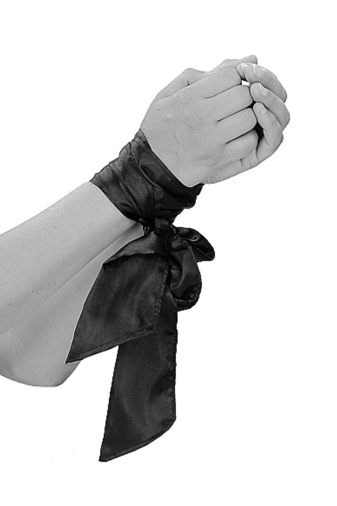 Ouch by Shots Toys - Black & White - Silky Bondage Ribbon - Black BDSM - Tophatter Daily Deals
