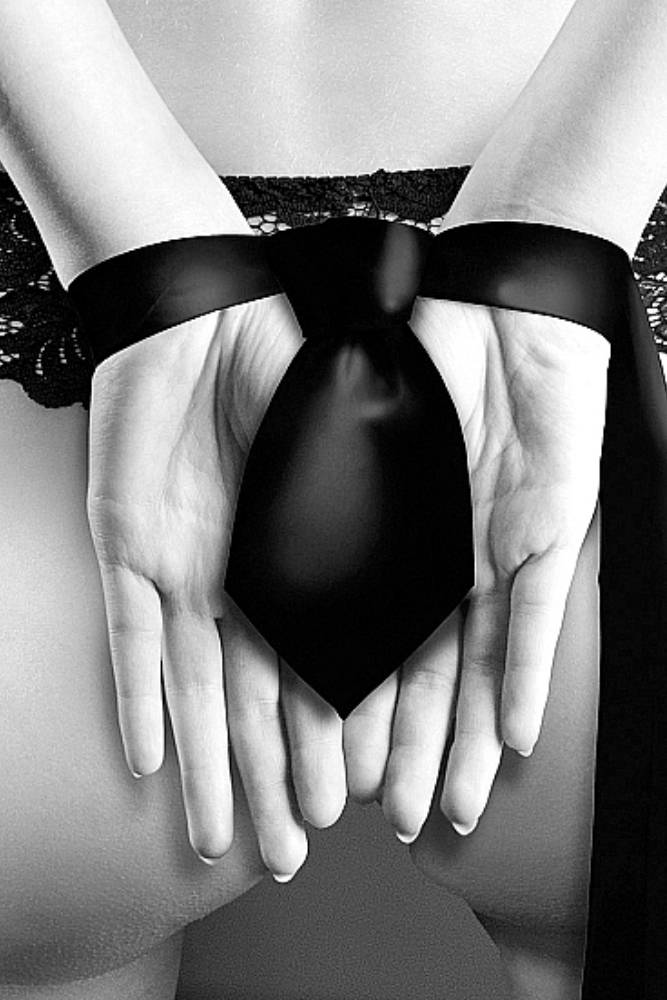 Ouch by Shots Toys - Black & White - Satin Bondage Tie - Black BDSM - Tophatter Daily Deals
