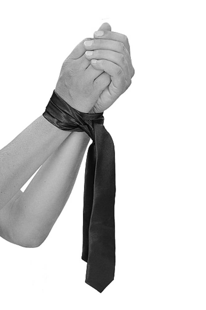 Ouch by Shots Toys - Black & White - Satin Bondage Tie - Black BDSM - Tophatter Daily Deals