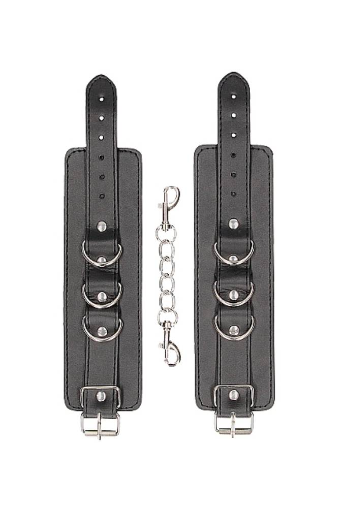 Ouch by Shots Toys - Black & White - Bonded Leather Wrist or Ankle Cuffs - Black BDSM - Tophatter Daily Deals