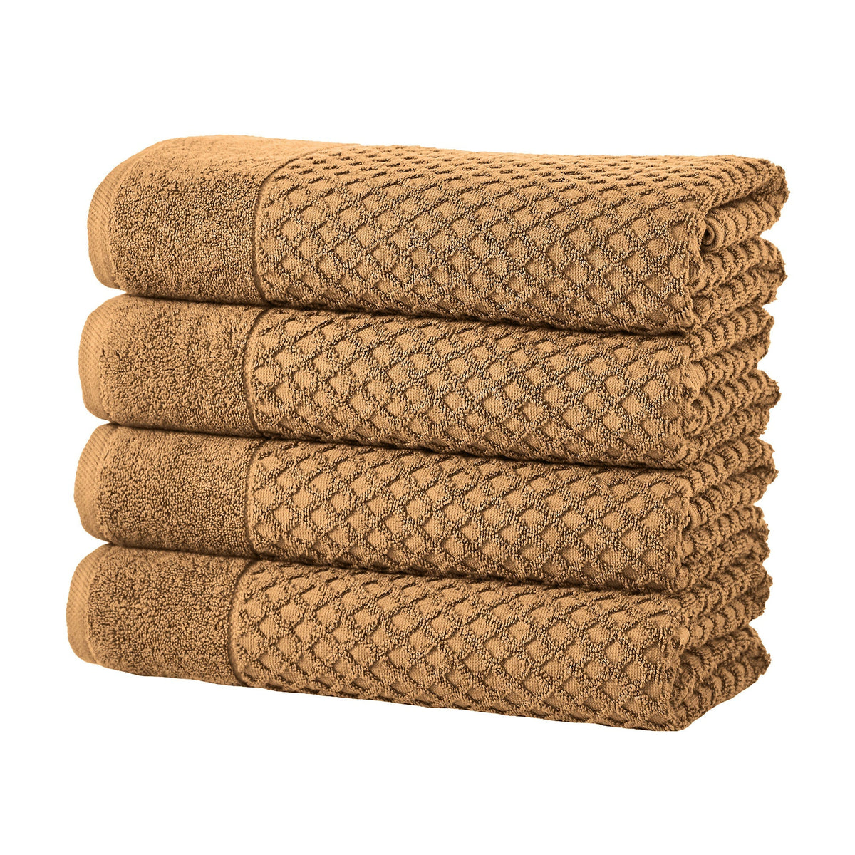 Cotton Diamond Waffle Weave Bath Towel Set - Grayson Collection Bath Towel (Pack of 4) Mocha Bath - Tophatter Daily Deals