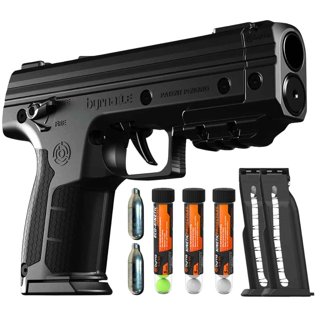 Byrna® LE Law Enforcement Self-Defense Kinetic and Chemical Launcher Kit Black Pepper Spray - Tophatter Daily Deals