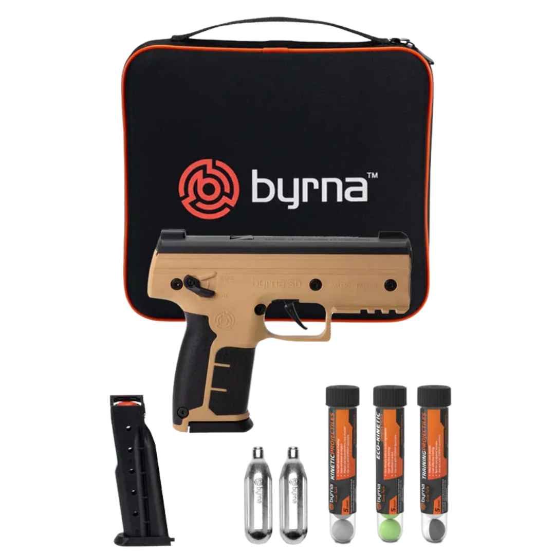 Byrna® SD Self-Defense Kinetic and Chemical Launcher Kit Tan Pepper Spray - Tophatter Daily Deals