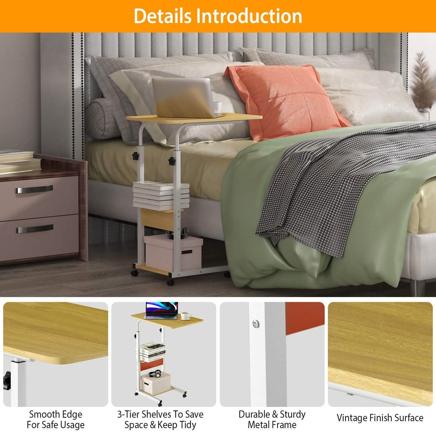 C Side Laptop Small Slim Snack Side Table Furniture & Decor - Tophatter Daily Deals
