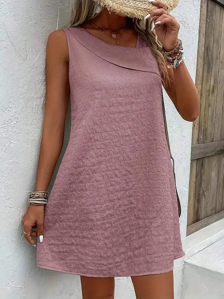 Asymmetrical Neck Sleeveless Dress Lilac Casual Dresses - Tophatter Daily Deals