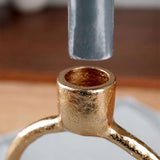 Round Ring Gold Metal Candlestick | Tapered Dinner Candle Holder - 15 cm Candle Holder - Tophatter Daily Deals