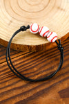 White Baseball Adjustable PU Leather Bracelet Bracelets - Tophatter Daily Deals