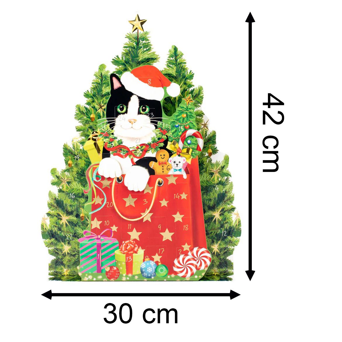 Christmas Cat 3D Christmas Advent Calendar | Fold-out Cat-Shaped Calendar - 42cm Advent Calendar - Tophatter Daily Deals