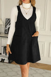 Overall Dress with Pockets Black Casual Dresses - Tophatter Daily Deals