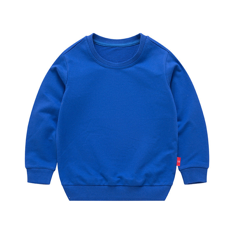 Boys Korean Round Neck Solid Color Loose Long Sleeve Pullover Blue 7 - Tophatter Daily Deals