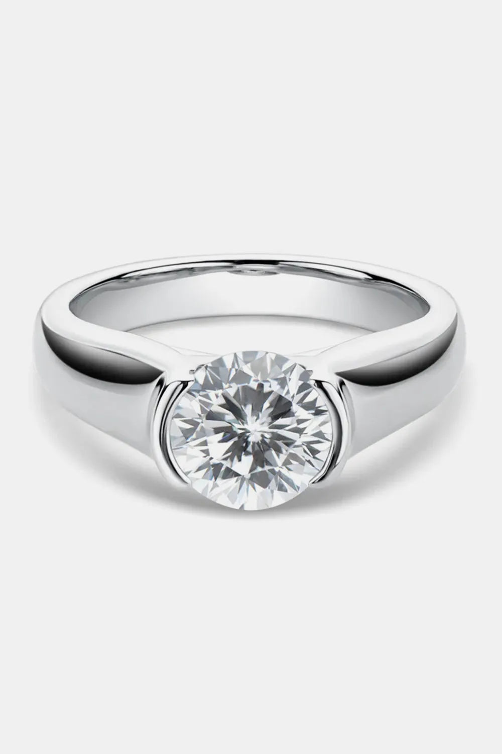 1.5 Carat Moissanite 925 Sterling Silver Ring 1 Carat - Tophatter Daily Deals