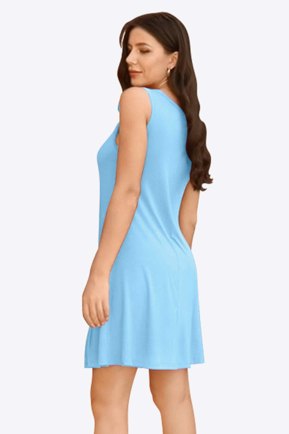 Full Size Round Neck Sleeveless Dress with Pockets Casual Dresses - Tophatter Daily Deals