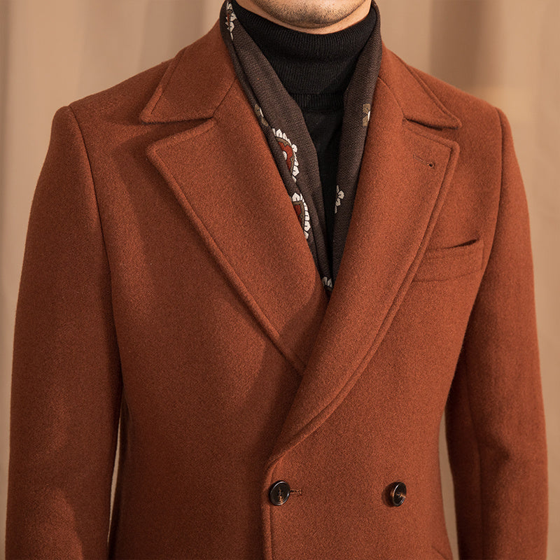 Warm Mens Overcoat - Double-Breasted Midlength Wool Winter 3D Changing Face Moving Picture Frame - Tophatter Daily Deals
