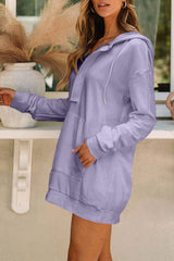Drawstring Half Zip Hooded Dress Casual Dresses - Tophatter Daily Deals