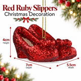 Ruby Slippers Christmas Tree Decoration, Gisela Graham Red Glitter Ornament 7cm Baubles - Tophatter Daily Deals