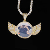 Angel Wings Medallions Custom Photo Pendant Necklace For Men Hip Hop Jewelry Iced Out Pendant Custom Engraved Name Memory Gift 7 - Tophatter Daily Deals