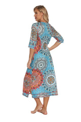 Printed Slit Night Dress with Pockets Sleep Dresses - Tophatter Daily Deals