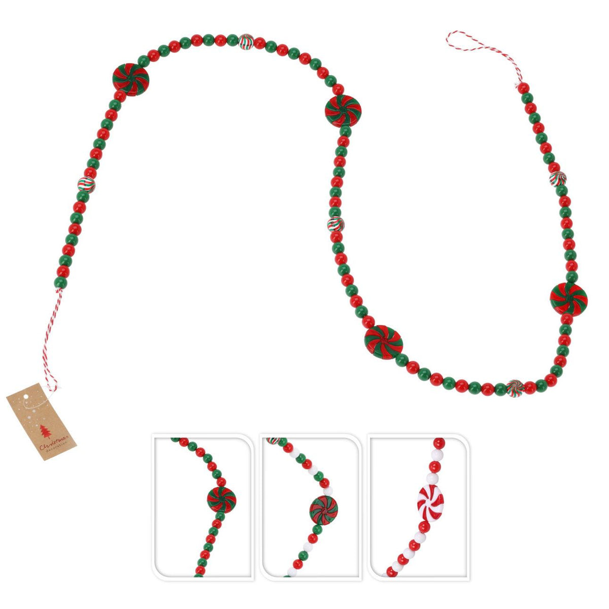 Candy Garland Christmas Decoration | Sweetie Candy Cane Ornament - 140cm Garland - Tophatter Daily Deals