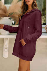 Drawstring Half Zip Hooded Dress Casual Dresses - Tophatter Daily Deals