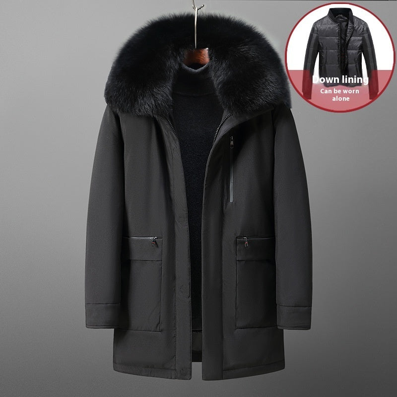 Warm Classic Men's Down Jacket - Mid Length Polyester Black 3D Changing Face Moving Picture Frame - Tophatter Daily Deals