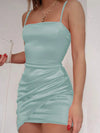 Ruched Spaghetti strap Wrap Dress Tiffany Blue Cocktail Dresses - Tophatter Daily Deals