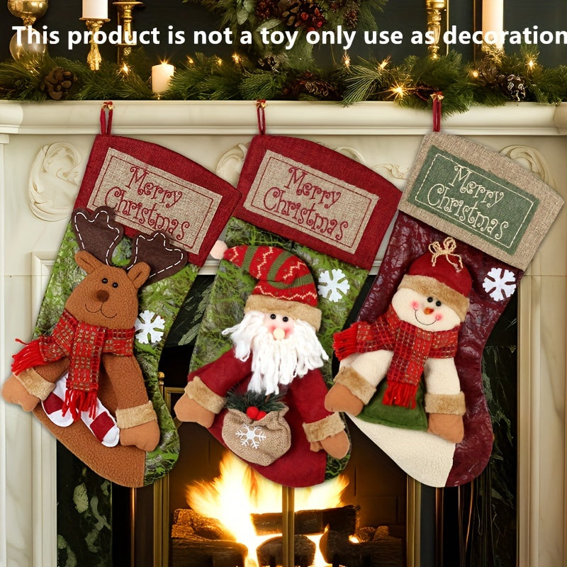 Christmas Stockings Polyester Hanging Decorations (3 pcs) Christmas - Tophatter Daily Deals
