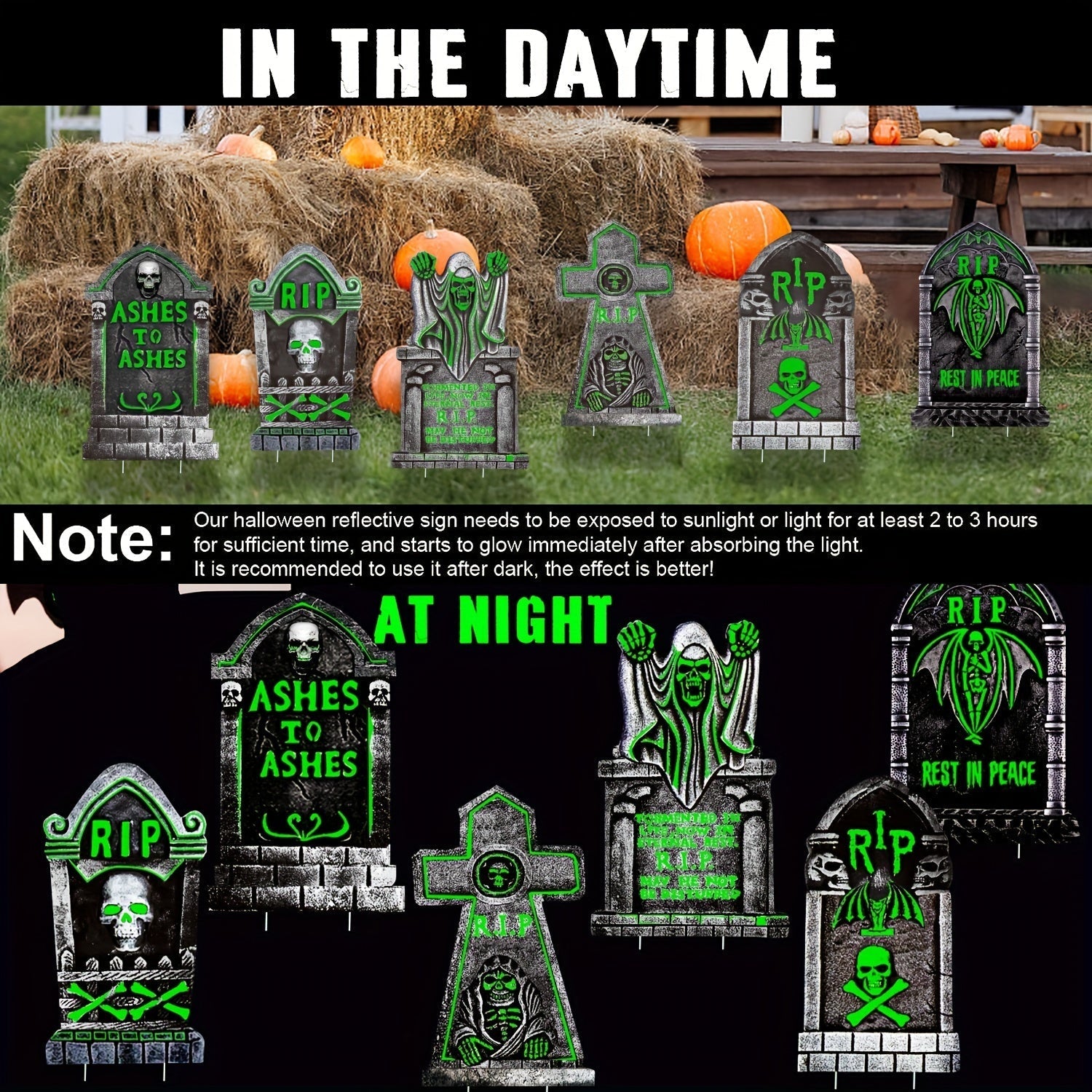Halloween Glow Yard Signs Tombstone Set - Tophatter Daily Deals