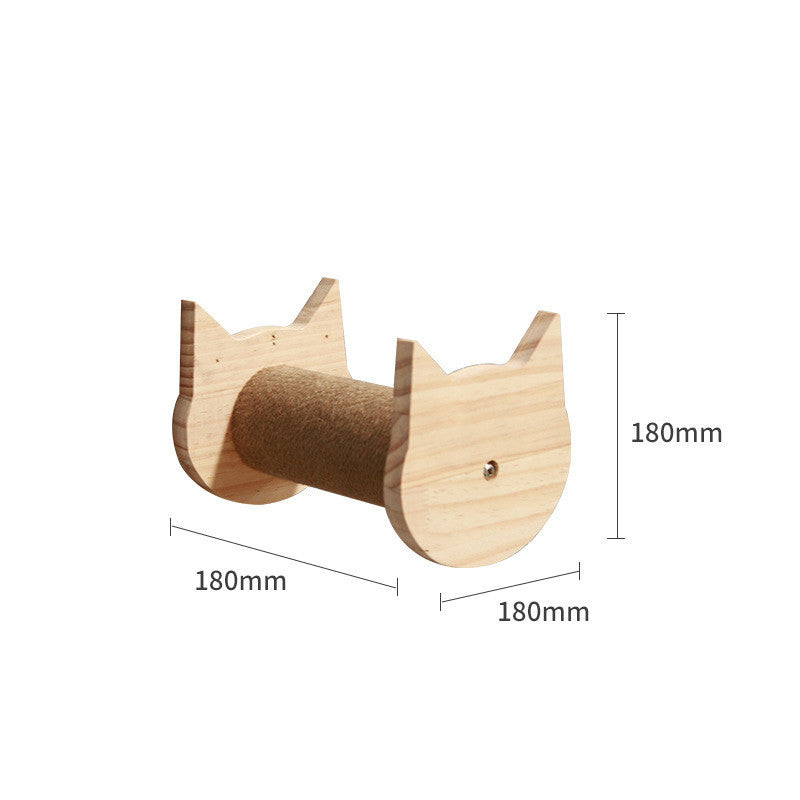 Pet Cat Climbing Frame Wall Type Solid Wood Wall Hanging Platform Ladder Pets Accessories Cat climbing column springboar Pet Supplies - Tophatter Daily Deals