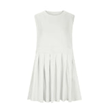 Pleated Round Neck Sleeveless Mini Dress Casual Dresses - Tophatter Daily Deals