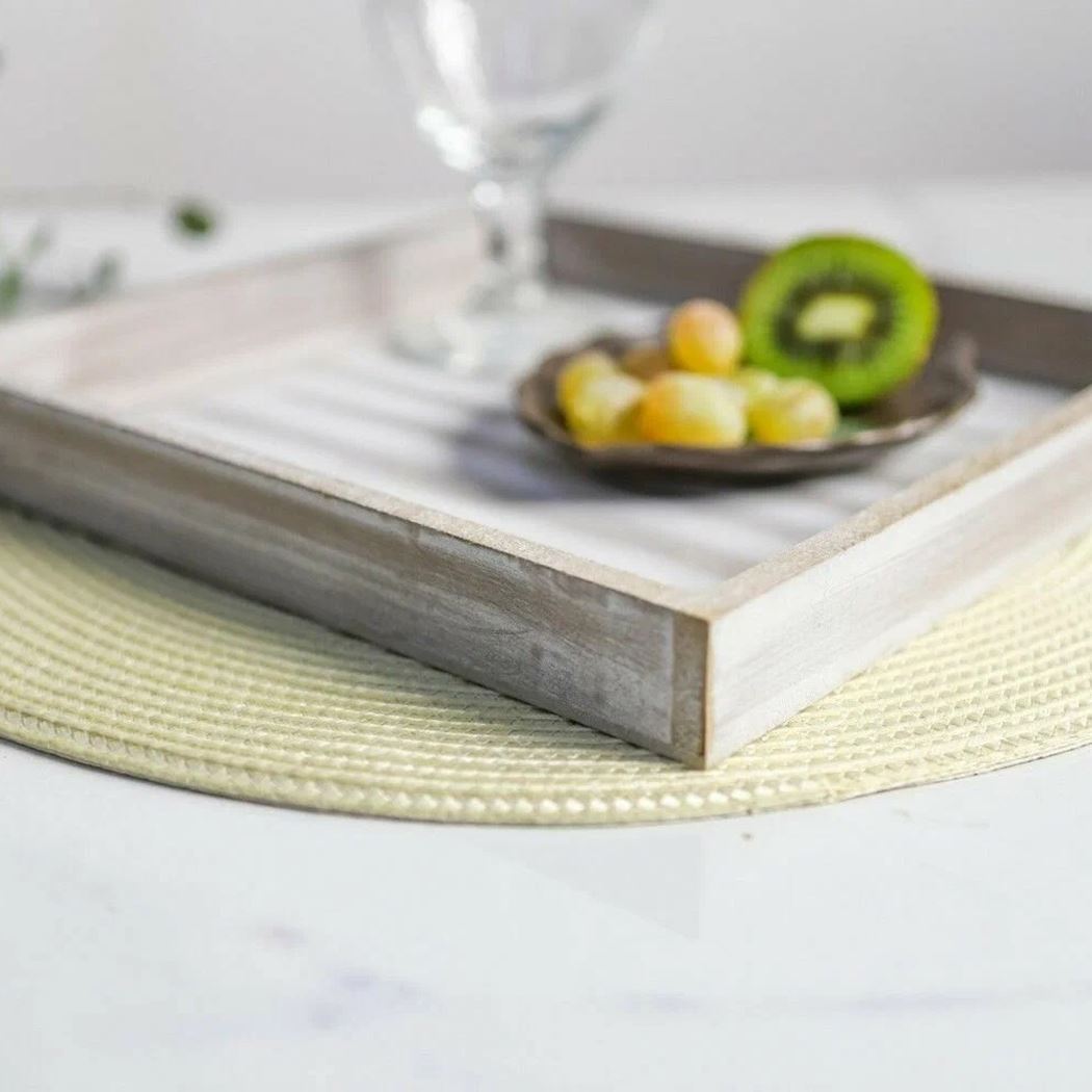 Rustic Grey Wash Wooden Tray | Distressed Grey Display & Jewellery Dish - 25cm Tray - Tophatter Daily Deals
