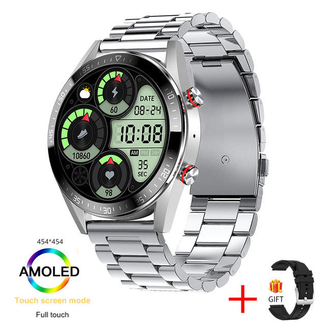 Bluetooth Call Smart Watch Music Heart Rate Blood Pressure Always Bright Screen Z18 Silver Steel 0 - Tophatter Daily Deals