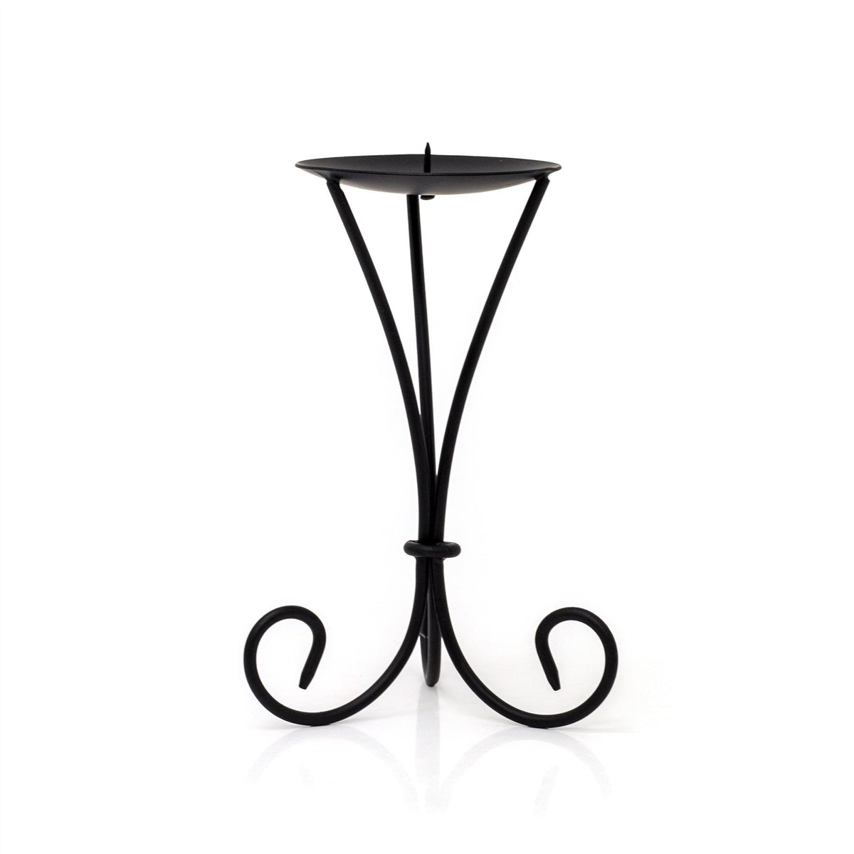 Tall Black Metal Scroll Candle Holder | Pillar Candle Holder Candlestick - 21cm Candlestick - Tophatter Daily Deals
