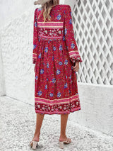 Tassel Tied Printed Long Sleeve Dress Casual Dresses - Tophatter Daily Deals