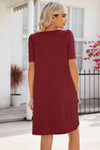 Pocketed Square Neck Short Sleeve Dress Casual Dresses - Tophatter Daily Deals