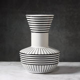 Black And White Striped Geometric Ceramic Vase Flower Ornaments 23x23.34CM 0 - Tophatter Daily Deals