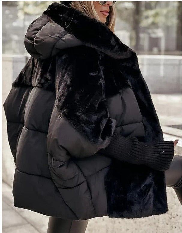 Insulating Womens Hooded Coat - Oversized Faux Fur Winter 3D Changing Face Moving Picture Frame - Tophatter Daily Deals