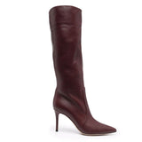 Burgundy PU Plus Size Pointed Toe Knee-length Boots 0 - Tophatter Daily Deals