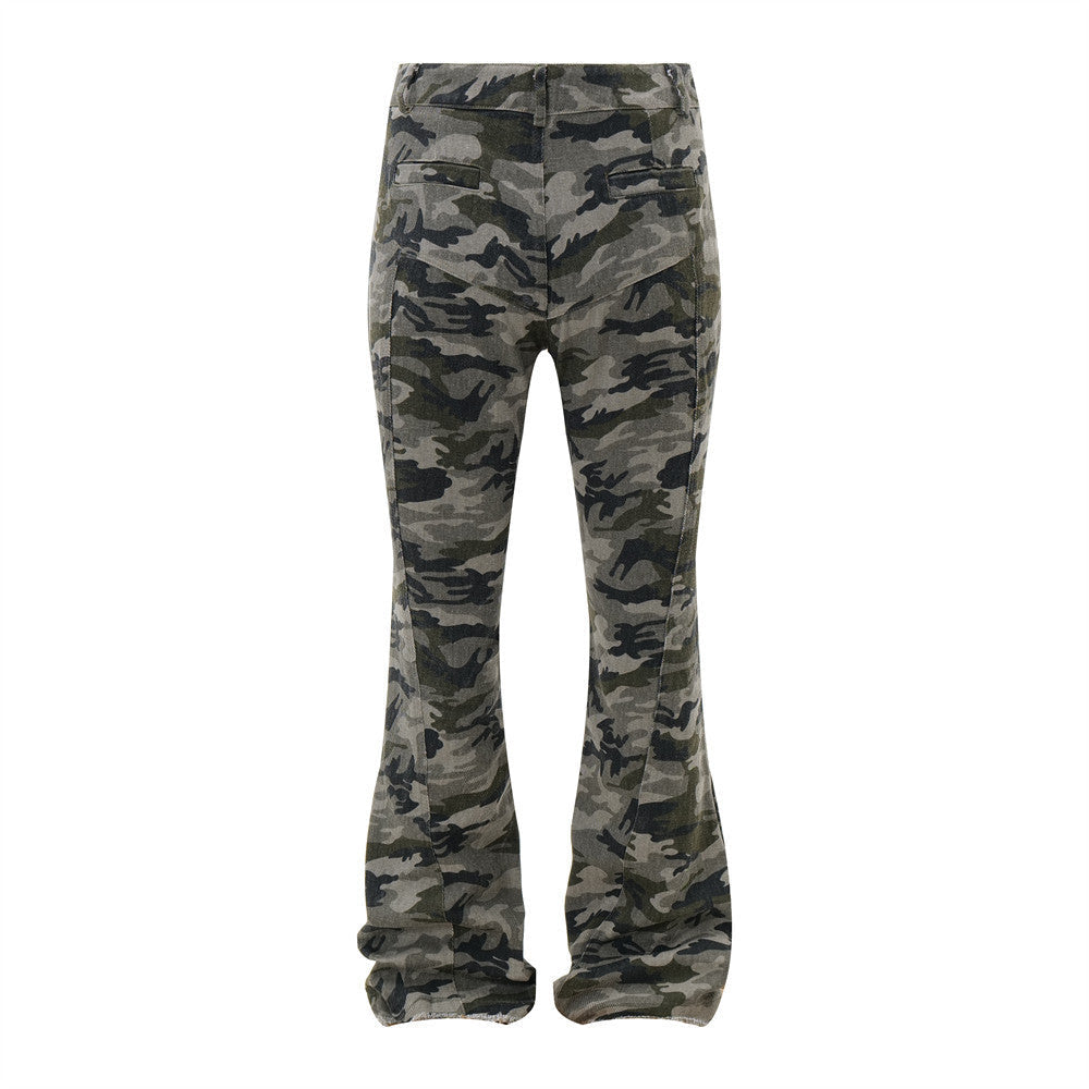 American Retro Camouflage Bell-bottom Pants Men 0 - Tophatter Daily Deals