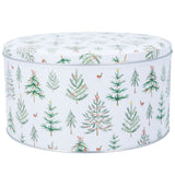 Christmas Trees Cake Tin | Round Metal Storage Tin for Seasonal Bakes 24 x 12cm Tin - Tophatter Daily Deals