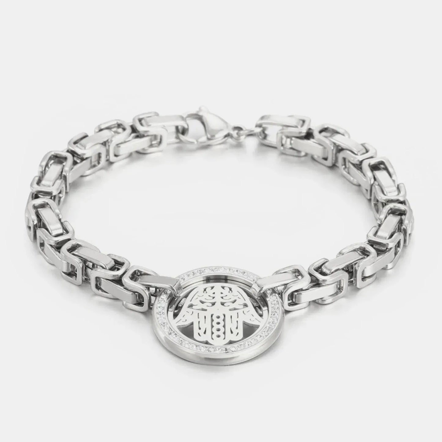 Stainless Steel Zircon Chain Bracelet Silver One Size Bracelets - Tophatter Daily Deals